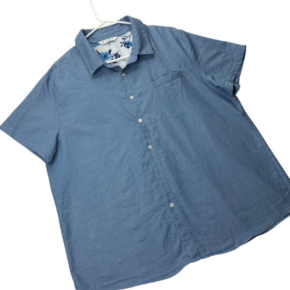 PatPat Other - PatPat Shirt Mens XL Blue Cotton Short Sleeve Solid Button Up Casual Pocket Top
